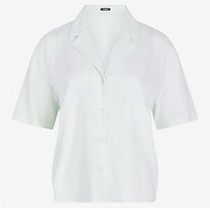 Express Linen-Blend Short Sleeve Button Up Boxy Shirt light green color M nwt